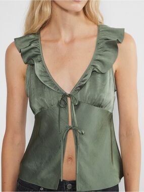 Aritzia Wilfred Tonka Satin Blouse - Olive Green